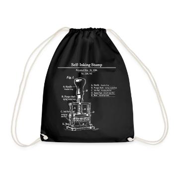 Vintage self inking Stamp Patent Blueprint - Drawstring Bag - black - Front