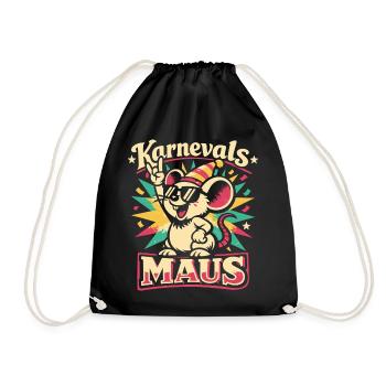 Karnevalsmaus Rock Musik Lustig Geschenk - Turnbeutel - Schwarz - Vorne