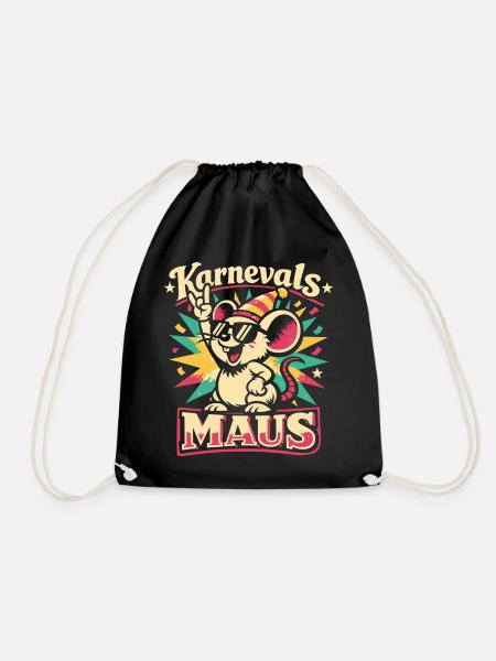 Karnevalsmaus Rock Musik Lustig Geschenk - Turnbeutel - Schwarz
