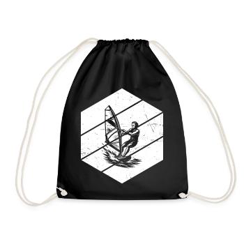 Clear windsurfing message - Drawstring Bag - black - Front