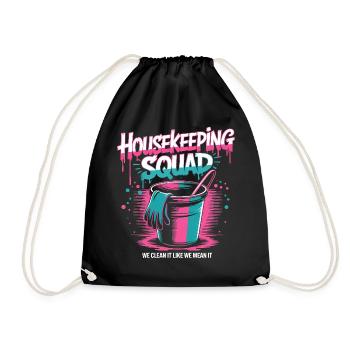 Funny Cleaning Design - Drawstring Bag - black - Front