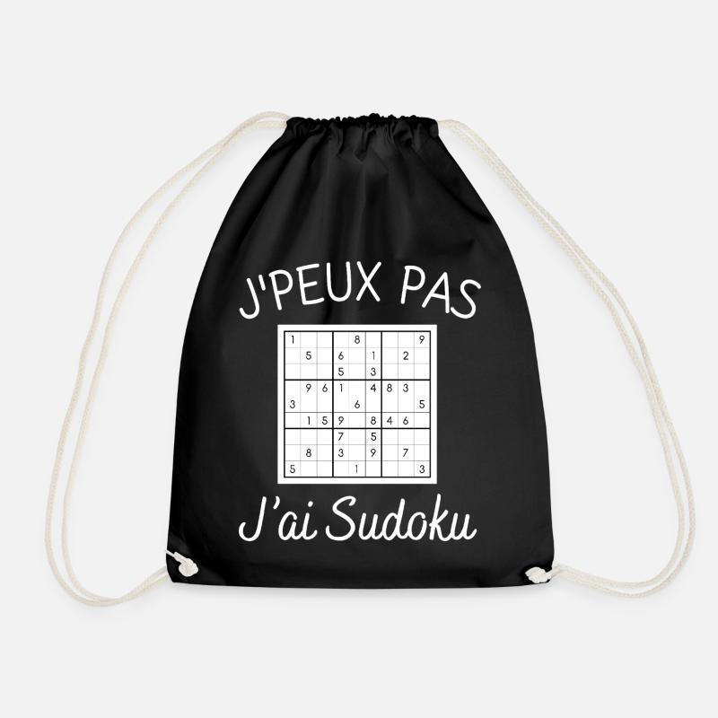 I can't I have Sudoku humor - Drawstring Bag - black