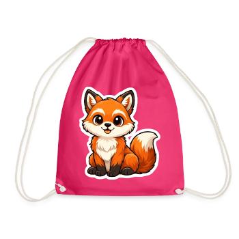 Niedlicher Fuchs Motiv im Cartoon Stil  - Turnbeutel - Fuchsia - Vorne