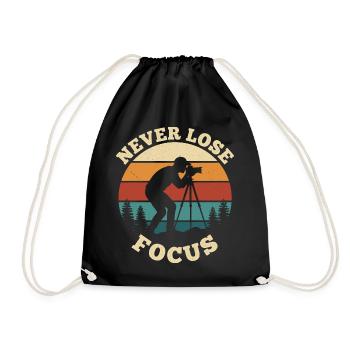 Never Lose Focus – Vintage Photography Design - Drawstring Bag - black - Front