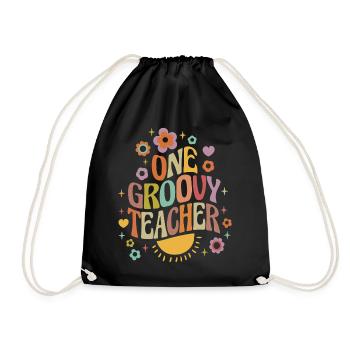 Groovy Lehrer mit Herz und Blumen - Turnbeutel - Schwarz - Vorne