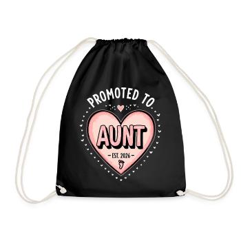 Aunt 2026 Aunt 2026 Promoted to Aunt 2026 - Drawstring Bag - black - Front