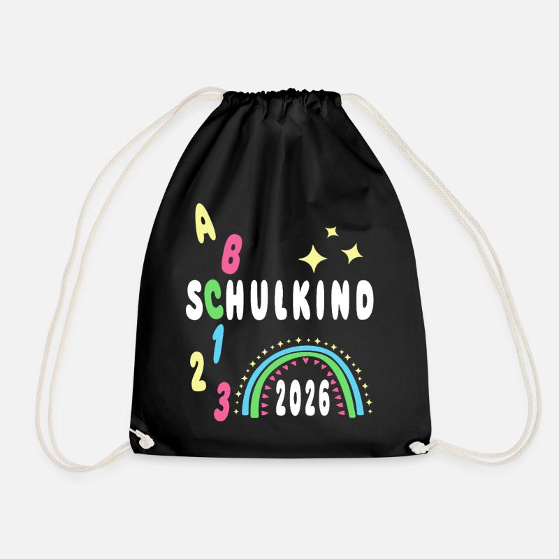 Schoolchild 2026 - neon 123 ABC - Drawstring Bag - black