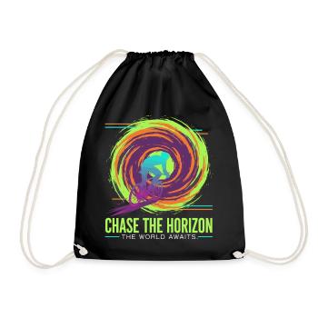 Chase the Horizon Cyclist - Drawstring Bag - black - Front