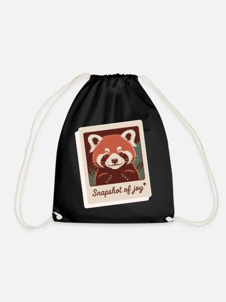 Red Panda Snapshot Joy - Drawstring Bag - black