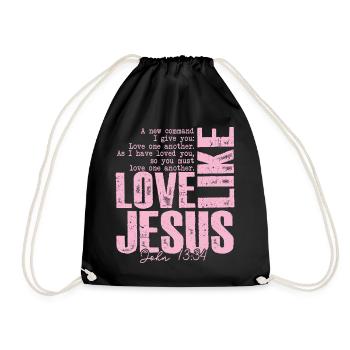 Love Like Jesus – Bible Verse John 13:34 | Christian - Drawstring Bag - black - Front