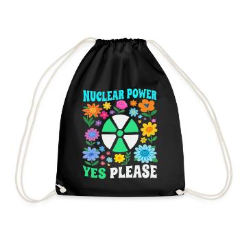 Atomkraft ja bitte mit Blumen - Turnbeutel - Schwarz - Vorne