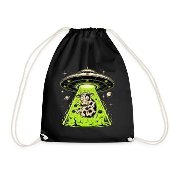 Alien Cow Abduction Weirdcore Surreal - Drawstring Bag - black - Front