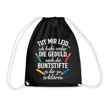 Ich habe weder die Zeit noch die Buntstifte - Turnbeutel - Schwarz - Vorne