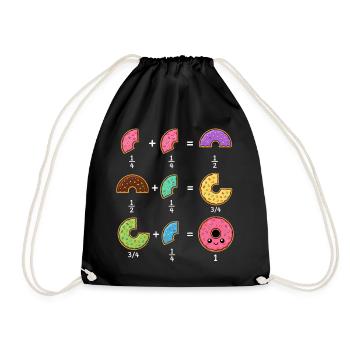 Donut Brüche Mathe Lernen mit Humor - Turnbeutel - Schwarz - Vorne