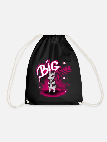 Big Sister Unicorn Neon - Drawstring Bag - black