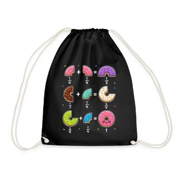Donut Brüche Mathe Lernen mit Humor - Turnbeutel - Schwarz - Vorne