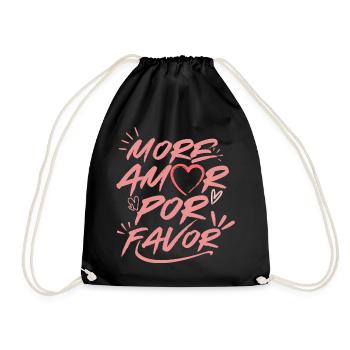 Mehr Amor Por Favor Love Heart Design Pink - Turnbeutel - Schwarz - Vorne