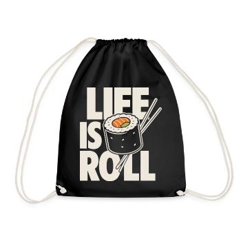 Life Is Roll Kawaii Sushi Motif - Drawstring Bag - black - Front