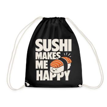 Sushi Makes Me Happy Cute Sushi - Drawstring Bag - black - Front