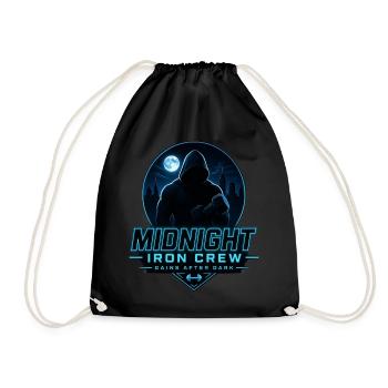 Midnight Iron Crew Gains After Dark Gym Training - Drawstring Bag - black - Front