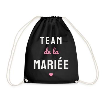 Team de la Mariée EVJF Coeur Mariage Fête Copines - Turnbeutel - Schwarz - Vorne