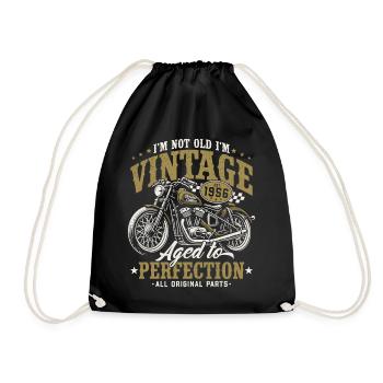 1956 Vintage Motorcycle Birthday Vintage Gift - Drawstring Bag - black - Front