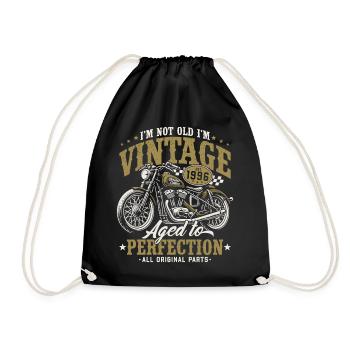 1996 Vintage Vintage Motorcycle Birthday Gift - Drawstring Bag - black - Front