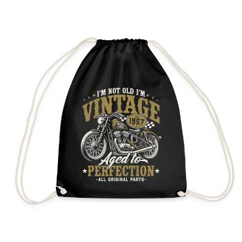 1957 Jahrgang Vintage Motorrad Geburtstag Geschenk - Turnbeutel - Schwarz - Vorne