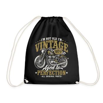 1977 Jahrgang Vintage Motorrad Geburtstag Geschenk - Turnbeutel - Schwarz - Vorne