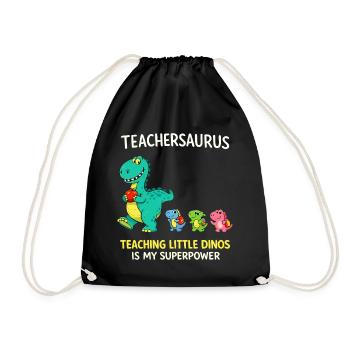 Teachersaurus Teacher Humor with Little Dinosaur - Drawstring Bag - black - Front