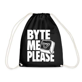 Byte Me Please – Computer Nerd Wortspiel - Turnbeutel - Schwarz - Vorne