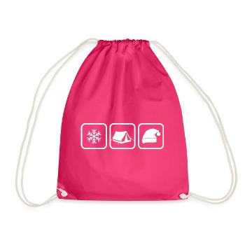 Winter camping with a poodle hat Camping in the snow - Drawstring Bag - fuchsia - Front