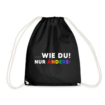 LGBT Regenbogen Mensch LGBTQ+ - Turnbeutel - Schwarz - Vorne