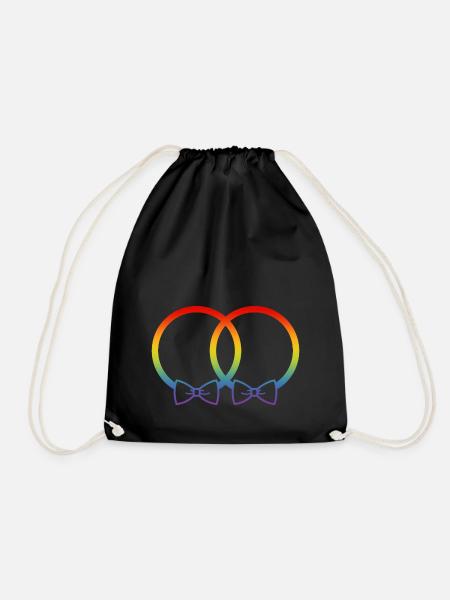 LGBT Eheringe Hochzeit JGA Paar Regenbogen Fliege - Turnbeutel - Schwarz