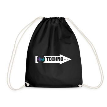 Rave Hard Beats Techno Ballern Village Disco Bass - Drawstring Bag - black - Front