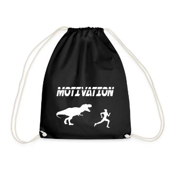motivation sport running humor dinosaur - Drawstring Bag - black - Front