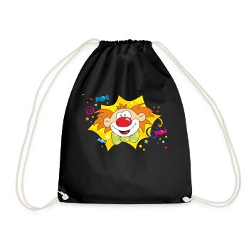 Karneval Clown Bunt RAHMENLOS Geschenk Fasching - Turnbeutel - Schwarz - Vorne