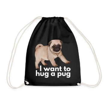 Je veux embrasser un carlin - chien mignon et drôle - Sac de sport léger - noir - Devant