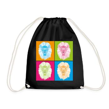 Popart géométrique du lion - Sac de sport léger - noir - Devant