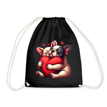 Frenchie Valentine's Day Gifts - Drawstring Bag - black - Front
