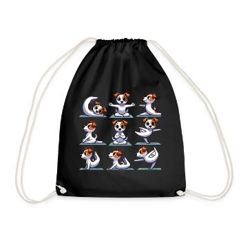Jack Russell Terrier Yoga – Lustiges Hunde Design - Turnbeutel - Schwarz - Vorne