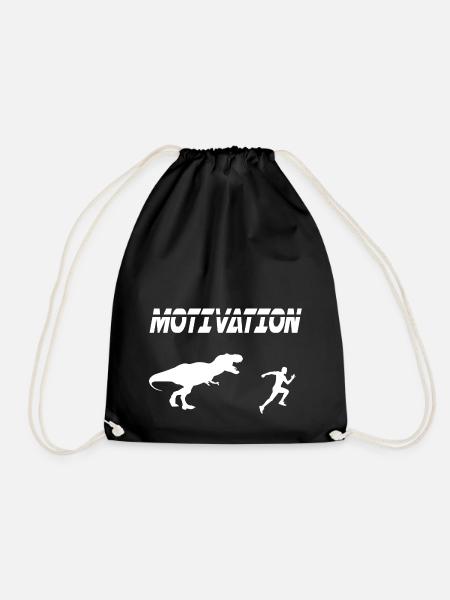 motivation sport running humor dinosaur - Drawstring Bag - black
