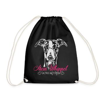 Mein Whippet - Ein Herz auf 4 Pfoten - Turnbeutel - Schwarz - Vorne