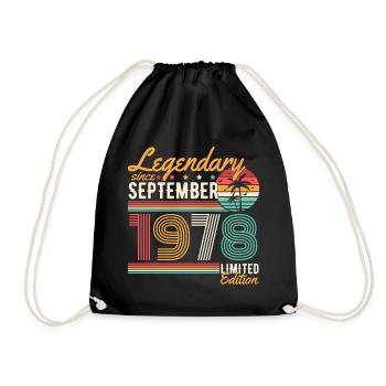Legendary September Born 1978 Birthday - Drawstring Bag - black - Front