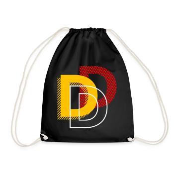 Buchstabe D Typo Geschenke - Turnbeutel - Schwarz - Vorne