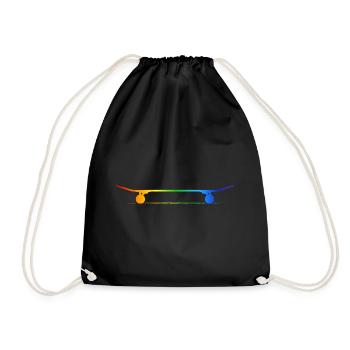 skateboard sk8 rainbow-grind SKATE skateboarder - Drawstring Bag - black - Front