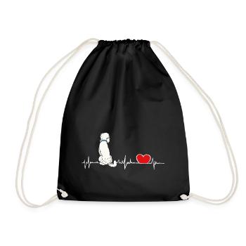 Pudel EKG - heartbeat Doodle - Turnbeutel - Schwarz - Vorne