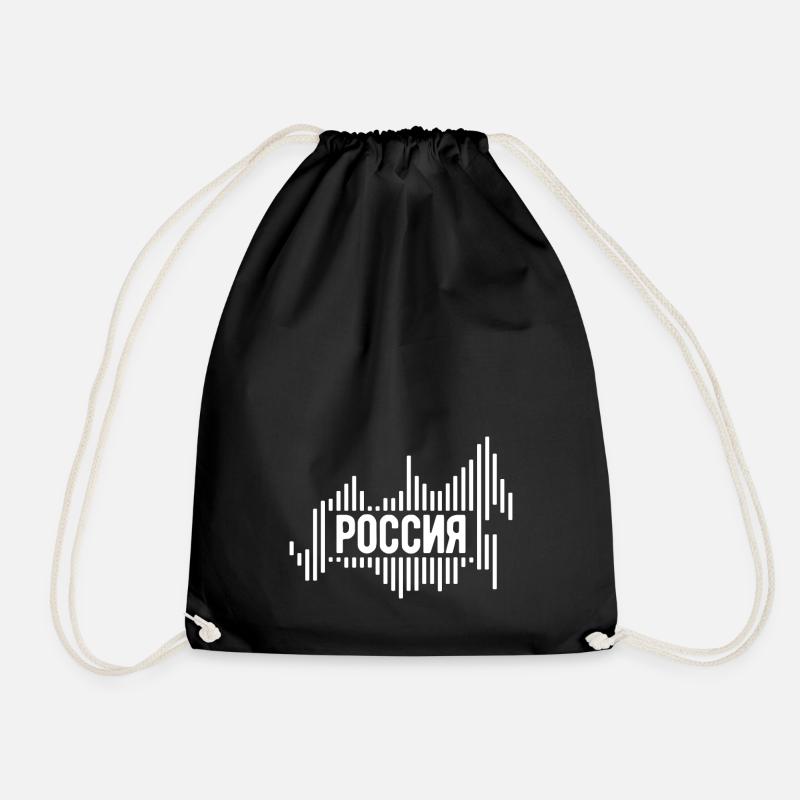 Russia flag Russian map flag Russian - Drawstring Bag - black