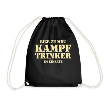 AD - Bier zu mir - Kampftrinker im Einsaz - - Turnbeutel - Schwarz - Vorne