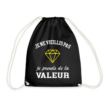 Je ne vieillis pas je prends de la valeur - Sac de sport léger - noir - Devant